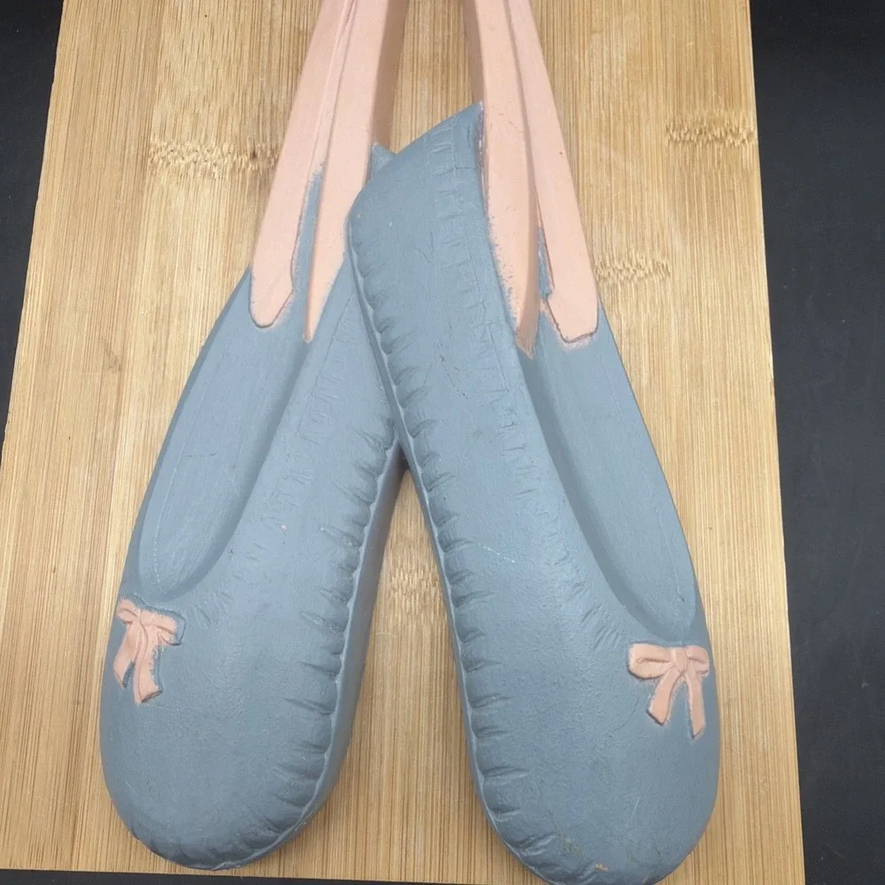 Vintage Homco Pink Blue Ballet Slippers Wall Decor Ballerina Dancer Art